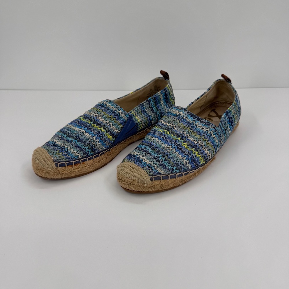 Sam Edelman Women's 9.5M Khloe Blue Multi Woven Raffia Espadrille Flats Shoes - Picture 11 of 12